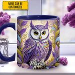 Whimsical Owl Diamond - Personalized Owl Accent Mug