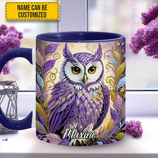 Whimsical Owl Diamond - Personalized Owl Accent Mug