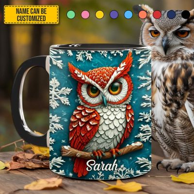 Personalized Owl Winter Accent Mug