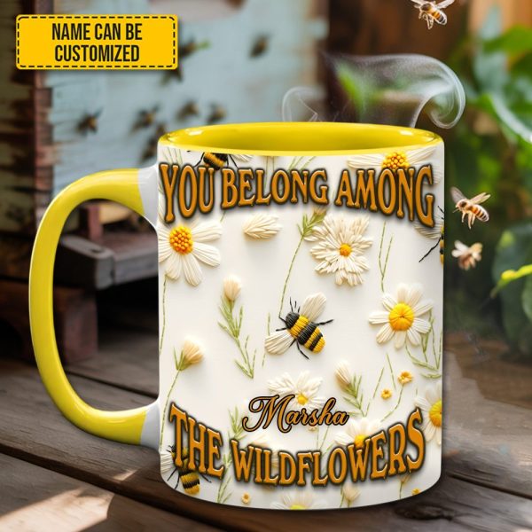 You Belong Among Wildflowers - Personalized Bee Accent Mug