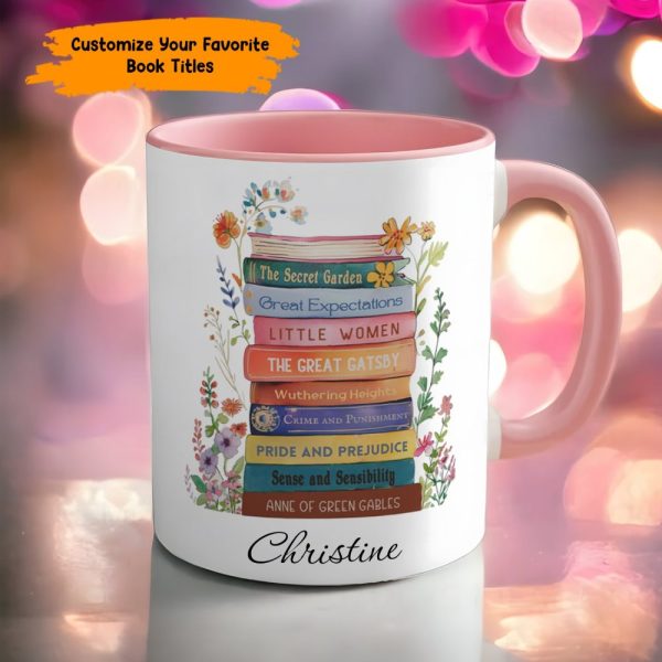 Book Lover’S Stack – Personalized Book Accent Mug