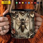 Personalized Vinatge Bee Accent Mug