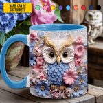 Owl With Flowers - Personalized Owl Accent Mug