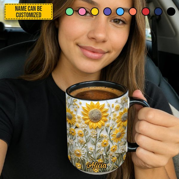 Personalized Sunflowers Accent Mug