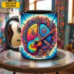 Hippie Guitar- Personalized Hippie Accent Mug