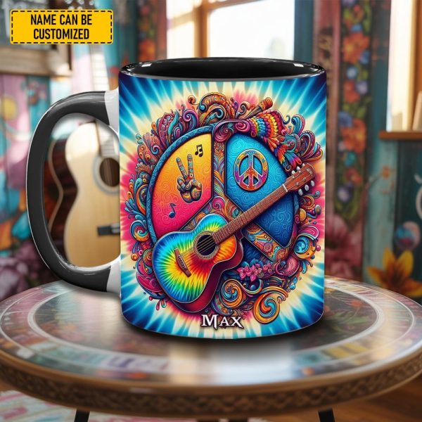 Hippie Guitar- Personalized Hippie Accent Mug