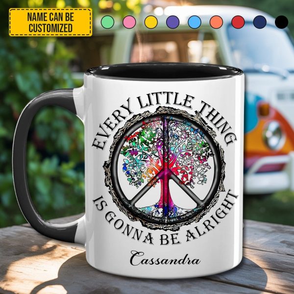Every Little Thing Is Gonna Be Alright - Personalized Hippie Accent Mug