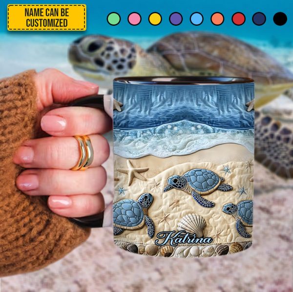 Ocean Waves Turtle - Personalized Turtle Accent Mug