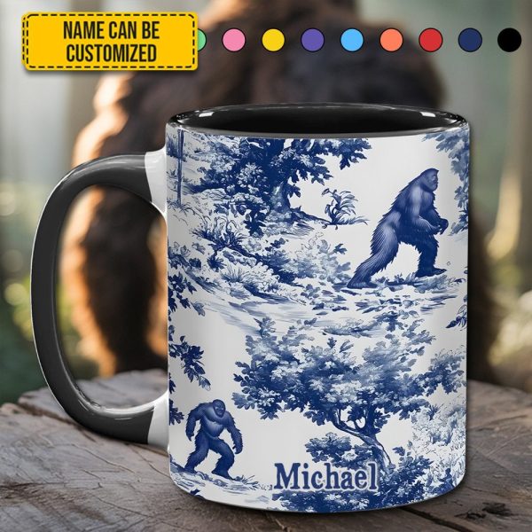 Bigfoot Sasquatch Print Forest Toile Funny - Personalized Accent Mug