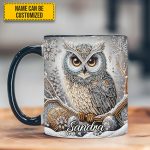 Beautiful Owl Diamond - Personalized Owl Accent Mug