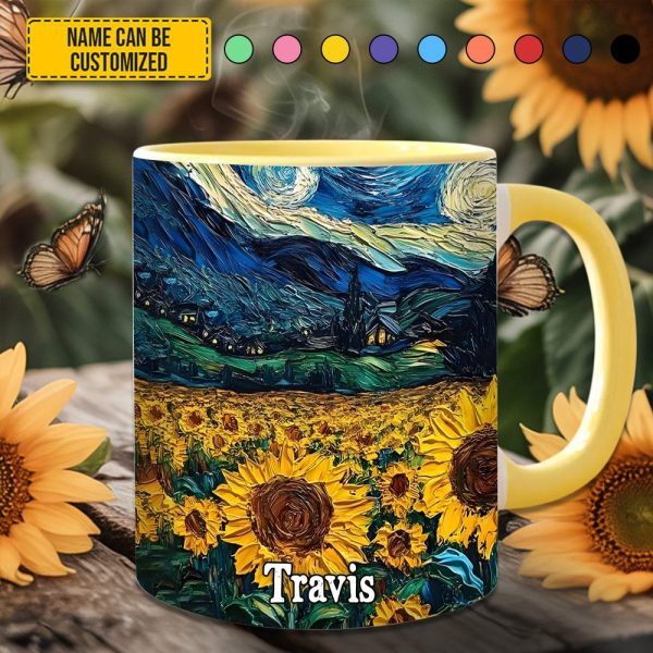Starry Sunflowers – Personalized Accent Mug