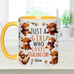 Just A Girl Who Loves Highland Cows - Personalized Highland Cow Accent Mug