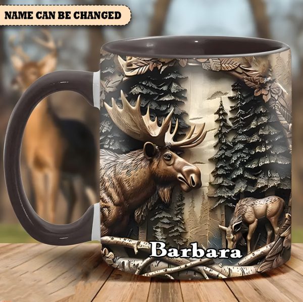 Vintage Moose Wreath Personalized Accent Mug – Rustic Gift For Mother’S Day & Nature Lovers