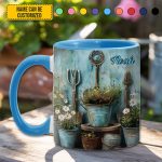 Gardening Tool & Floral  - Personalized Gardening Accent Mug