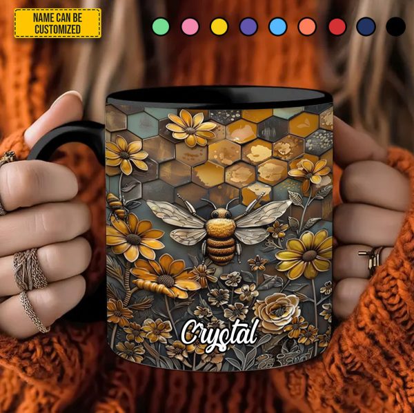 Bee Garden Flowers - Personalized Accent Mug