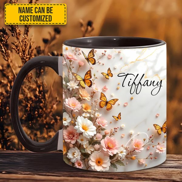 Butterfly And Flower - Personalized Accent Mug