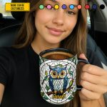 Personalized Stained Glass Owl Accent Mug