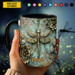 Vintage Dragonfly - Personalized Dragonfly Accent Mug