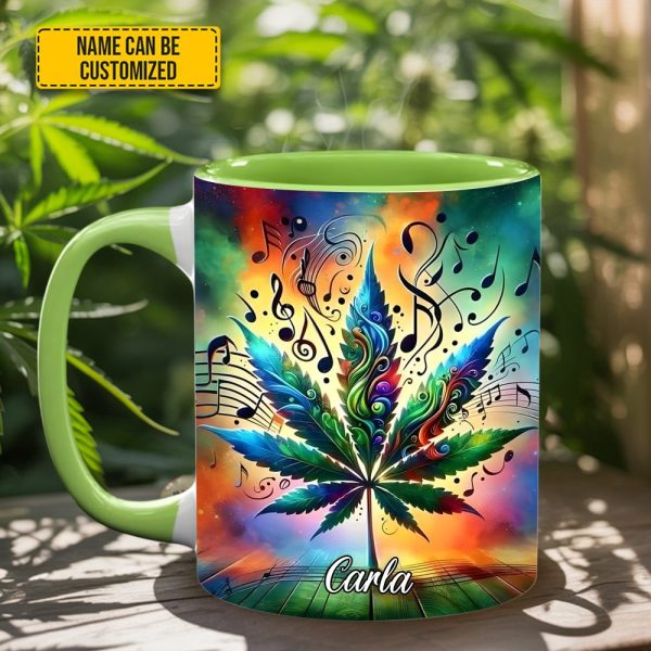 Personalized Music & Weed Vibes Accent Mug