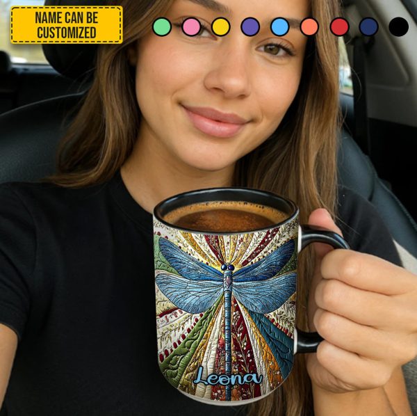 Dragonfly Golden - Personalized Dragonfly Accent Mug