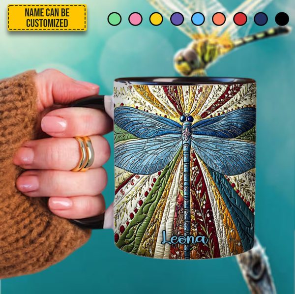 Dragonfly Golden - Personalized Dragonfly Accent Mug