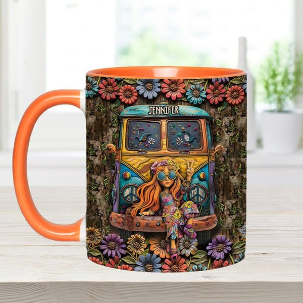 Hippie Girl - Personalized Hippie Accent Mug