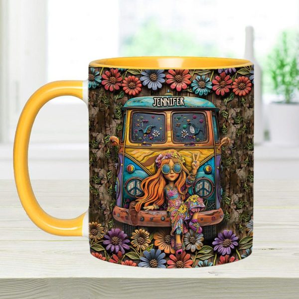 Hippie Girl - Personalized Hippie Accent Mug