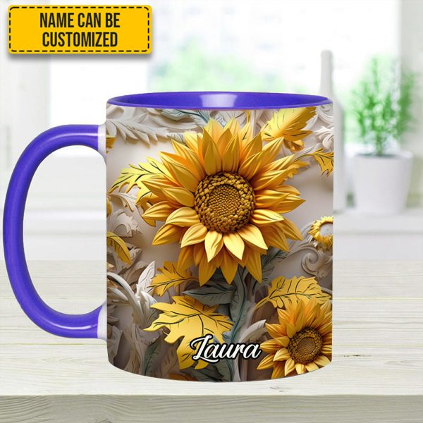 Beautiful Sunflower - Personalized Sunflower Accent Mug