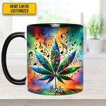 Personalized Music & Weed Vibes Accent Mug