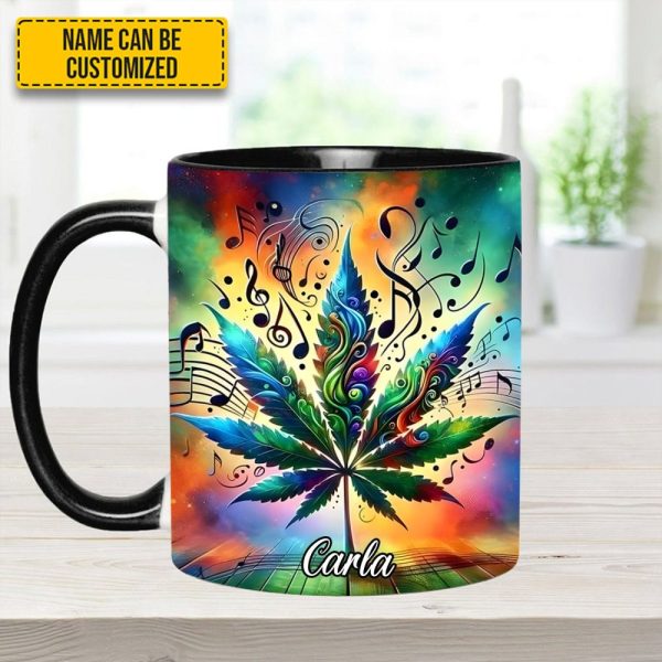 Personalized Music & Weed Vibes Accent Mug