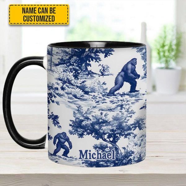 Bigfoot Sasquatch Print Forest Toile Funny - Personalized Accent Mug