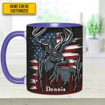 Deer Usa Flag - Personalized Hunting Accent Mug