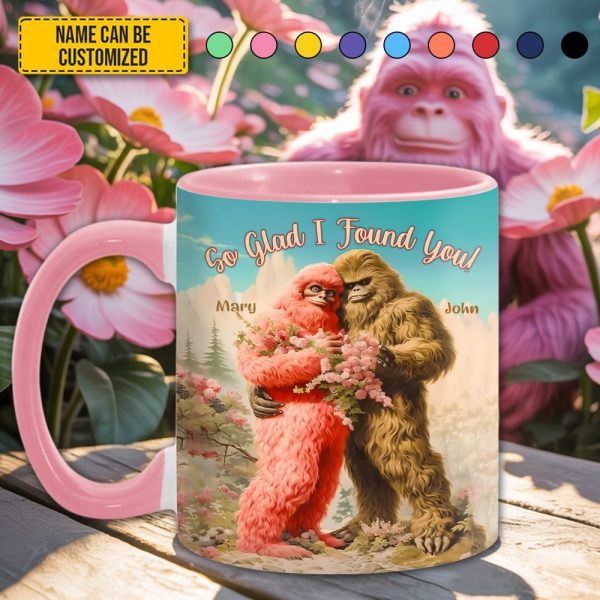 So Glad I Found You - Personalized Bigfoot Couple Lovers Anniversary Accent Mug!
