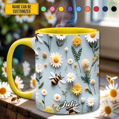 Floral Bee – Personalized Accent Mug
