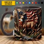 Personalized Deer & American Flag Accent Mug