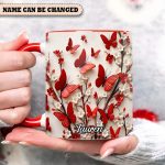 Red White Butterfly Flowers Accent Mug - Personalized Accent Mug