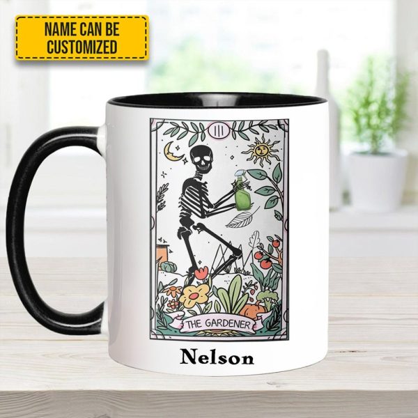 Personalized The Gardener Skeleton Tarot Accent Mug