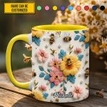 Personalized Bee & Bloom Accent Mug