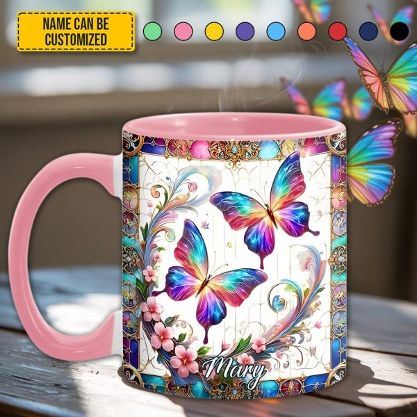 Beautiful Butterflies - Personalized Butterfly Accent Mug