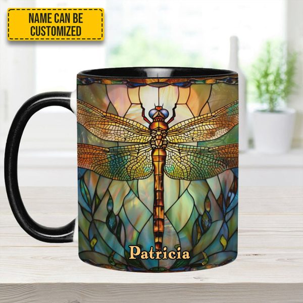 Dragonfly Dreams - Personalized Dragonfly Accent Mug