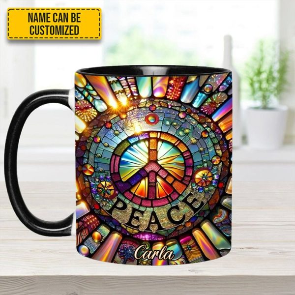 Personalized Peace Symbol Accent Mug