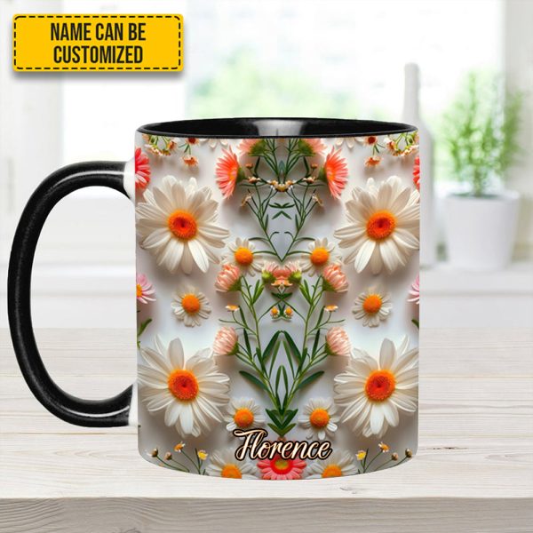 Daisy Flower Accent Mug - Personalized Accent Mug