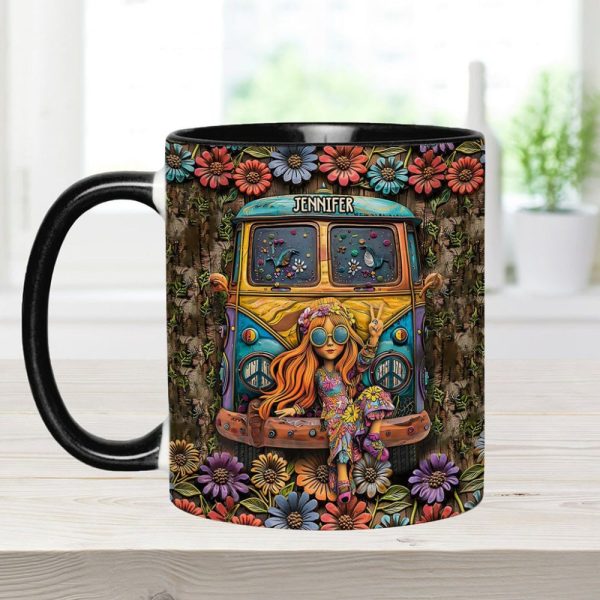 Hippie Girl - Personalized Hippie Accent Mug