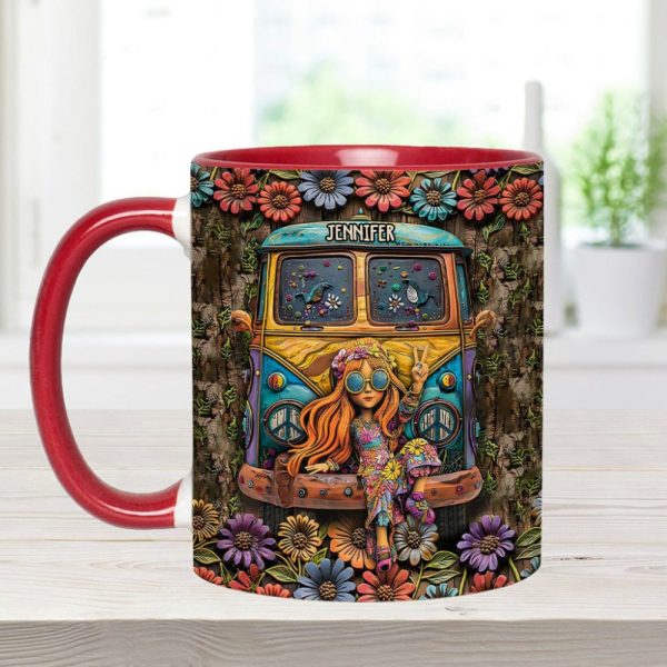 Hippie Girl - Personalized Hippie Accent Mug