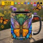 Personalized Vibrant Butterfly Accent Mug