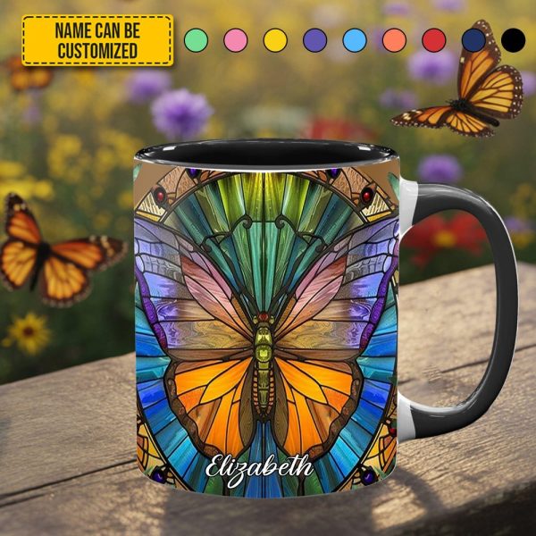 Personalized Vibrant Butterfly Accent Mug