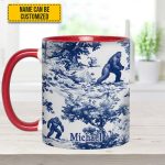 Bigfoot Sasquatch Print Forest Toile Funny - Personalized Accent Mug