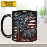 Deer Usa Flag - Personalized Hunting Accent Mug
