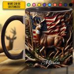 Personalized Deer & American Flag Accent Mug