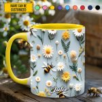 Floral Bee – Personalized Accent Mug